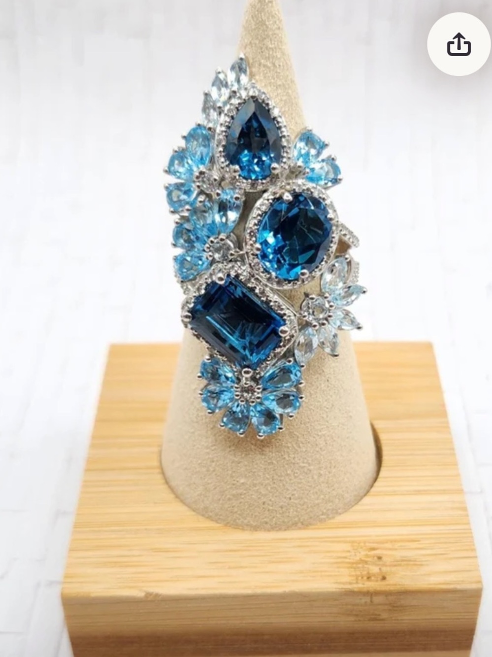 Topaz and zircon sterling silver ring